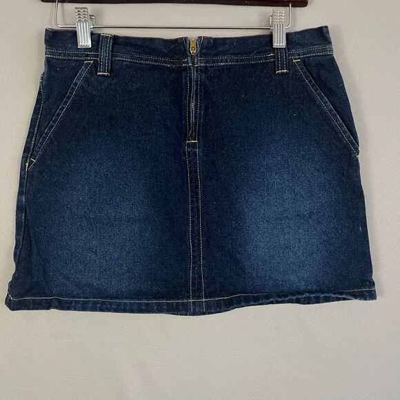 Vintage Y2K 2000 Tommy Jeans Micro Mini Skirt Denim Jrs Sz 5 Denim 14" Grunge 90 - Picture 1 of 7